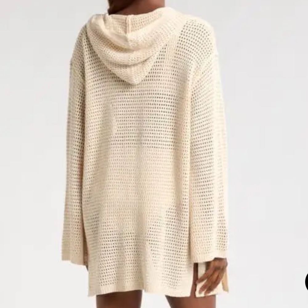 Elan Open-Stitch Hooded Cardigan - Natural